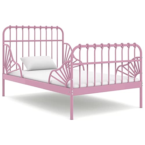 Teenpull Rosa Ausziehbett Metall, Pulverbeschichteter Bettrahmen, 80x130/200 cm Matratzen-Basis, Robuster Rahmen für Kinderzimmer & Jugendzimmer Möbel, Stabile Konstruktion. von Teenpull