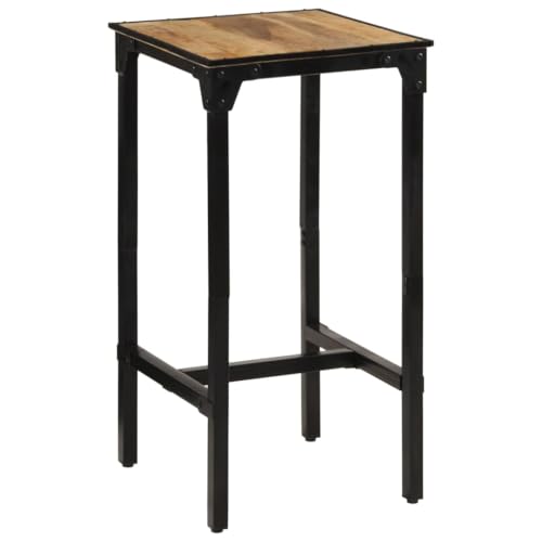 Teenpull Rough Solid Mango Wood Bar Table, 60x55x107 cm, Counter Height Dining Kitchen Island Table for Home, Stools Set von Teenpull