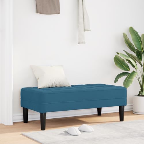 Teenpull Samt Bank Blau, 113x57x39 cm, Elegante Sitzgelegenheit für Flur, Wohnzimmer, Schlafzimmer, modern, Indoor, mit weicher Polsterung von Teenpull