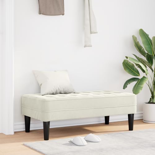 Teenpull Samt Bank Creme 113 cm, gepolstert, modern, bequemer Sitz für Wohnzimmer, Flur, Schlafzimmer, Robustes Holzgestell Teenpull Samt Bank Creme 113 cm, gepolstert, modern, bequemer Sitz für Wohnzimmer, Flur, Schlafzimmer, Robustes Holzgestell von Teenpull