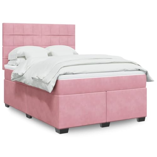 Teenpull Samt Boxspringbett Rosa 140x200 cm, gepolstertes Bett mit Taschenfederkernmatratze, höhenverstellbarem Kopfteil, modernes Schlafzimmer Möbelstück für erholsamen Schlaf Teenpull Samt Boxspringbett Rosa 140x200 cm, gepolstertes Bett mit Taschenfederkernmatratze, höhenverstellbarem Kopfteil, modernes Schlafzimmer Möbelstück für erholsamen Schlaf von Teenpull