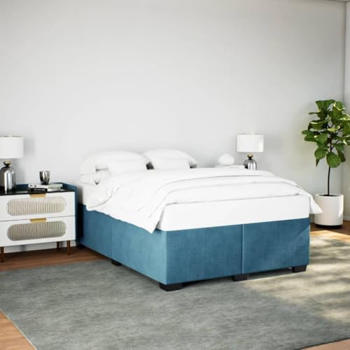 Teenpull Samt Polsterbett Blau 140x200 cm mit stabilem Lattenrost und weichem Kopfteil, modernes Design aus Holz für erholsamen Schlaf im Schlafzimmer, robuste Möbelbasis Teenpull Samt Polsterbett Blau 140x200 cm mit stabilem Lattenrost und weichem Kopfteil, modernes Design aus Holz für erholsamen Schlaf im Schlafzimmer, robuste Möbelbasis von Teenpull