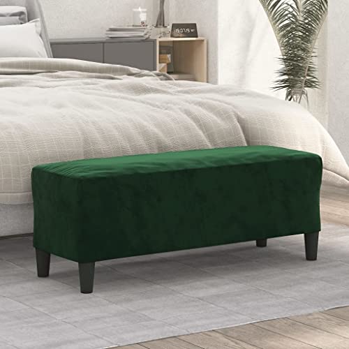 Teenpull Samt Sitzbank Dunkelgrün, 100x35x41 cm, Polsterbank für den Flur, Bequeme Indoor Sitzgelegenheit, vielseitig einsetzbar im Wohnzimmer von Teenpull