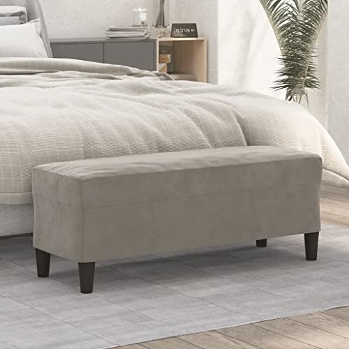 Teenpull Samt Sitzbank Hellgrau 100x35x41 cm, Bequeme Polsterbank für Eingangsbereich, Schlafzimmer, Wohnzimmer als Moderne Sitzgelegenheit von Teenpull