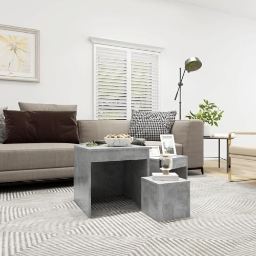 Teenpull Satztische 3-TLG. Betongrau, Vielseitiges Beistelltisch-Set für Wohnzimmer Schlafzimmer, Platzsparendes Modernes Design, Praktische Ablage, Stilvolle Möbel Teenpull Satztische 3-TLG. Betongrau, Vielseitiges Beistelltisch-Set für Wohnzimmer Schlafzimmer, Platzsparendes Modernes Design, Praktische Ablage, Stilvolle Möbel von Teenpull