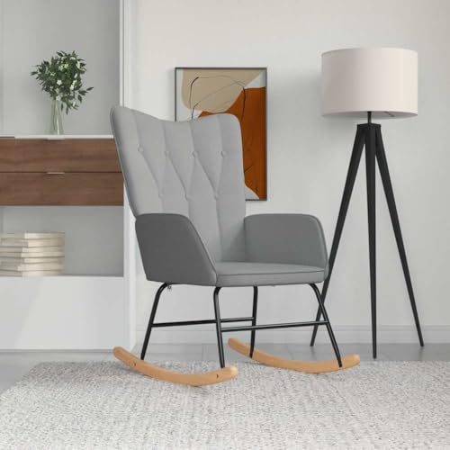 Teenpull Schaukelsessel Hellgrau, Bequemer Stoff Relaxsessel mit Robustem Holz-Stahl-Gestell für Wohnzimmer, Schlafzimmer, Leseecke von Teenpull