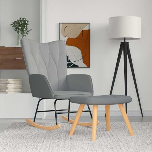 Teenpull Schaukelsessel mit Hocker, Hellgrau, Stoff, Modernes Design für Wohnzimmer, Schlafzimmer, Gemütlicher Loungesessel zum Entspannen Teenpull Schaukelsessel mit Hocker, Hellgrau, Stoff, Modernes Design für Wohnzimmer, Schlafzimmer, Gemütlicher Loungesessel zum Entspannen von Teenpull