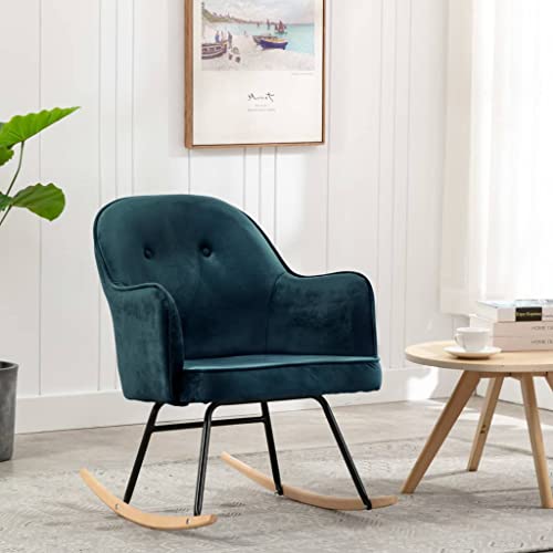 Teenpull Schaukelstuhl Blau Samt, Modern Bequem für Wohnzimmer, Schlafzimmer, Leseecke, Polsterstuhl mit Holzbeinen Teenpull Schaukelstuhl Blau Samt, Modern Bequem für Wohnzimmer, Schlafzimmer, Leseecke, Polsterstuhl mit Holzbeinen von Teenpull