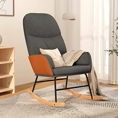 Teenpull Schaukelstuhl Dunkelgrau, Polsterstuhl mit Armlehnen, gemütlicher Lesesessel für Wohnzimmer, Schlafzimmer und entspannte Stunden von Teenpull