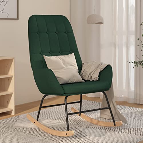 Teenpull Schaukelstuhl Dunkelgrün, Bequemer Relax Sessel mit Stoffbezug, Robuster Accent Stuhl für Wohnzimmer, Schlafzimmer, Leseecke von Teenpull