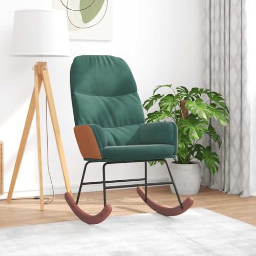 Teenpull Schaukelstuhl Dunkelgrün Samt, Komfortabler Loungesessel mit Weicher Polsterung, Gemütlicher Akzentstuhl für Wohnzimmer, Schlafzimmer, Büro von Teenpull