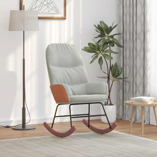 Teenpull Schaukelstuhl Hellgrau Samt, Bequemer Relaxsessel für Wohnzimmer, Schlafzimmer, Büro, Gemütliche Leseecke, Moderner Schaukelsessel mit Samtbezug, Stabile Konstruktion von Teenpull