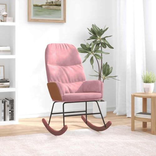 Teenpull Schaukelstuhl Rosa Samt für Entspannung, bequemer Loungesessel, ideal für Wohnzimmer, Schlafzimmer, Büro, Leseecke von Teenpull