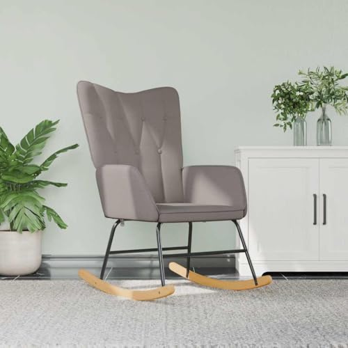 Teenpull Schaukelstuhl Taupe Stoff, Modern Bequem für Wohnzimmer, Schlafzimmer, Leseecke, Polsterstuhl, Relaxsessel mit Holz-Kufen Teenpull Schaukelstuhl Taupe Stoff, Modern Bequem für Wohnzimmer, Schlafzimmer, Leseecke, Polsterstuhl, Relaxsessel mit Holz-Kufen von Teenpull