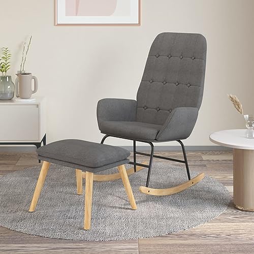 Teenpull Schaukelstuhl mit Fußhocker, Hellgrau Stoff, Gemütlicher Sessel für Wohnzimmer, Schlafzimmer, Entspannung, Polsterstuhl mit Fußstütze für Erwachsene von Teenpull