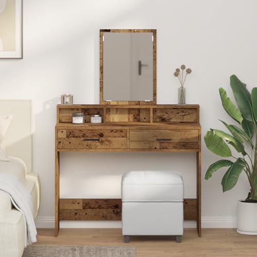 Teenpull Schminktisch mit Spiegel, Altholz-Optik, 100x41x140 cm, inklusive 3 Schubladen, Robustes Möbelstück für Schlafzimmer Teenpull Schminktisch mit Spiegel, Altholz-Optik, 100x41x140 cm, inklusive 3 Schubladen, Robustes Möbelstück für Schlafzimmer von Teenpull