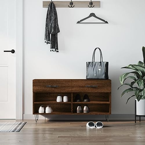 Teenpull Schuhbank Braun Eichen-Optik, 102x35x55 cm, Holzwerkstoff, mit 2 Schubladen, robuster Sitz für Flur, Schrank Teenpull Schuhbank Braun Eichen-Optik, 102x35x55 cm, Holzwerkstoff, mit 2 Schubladen, robuster Sitz für Flur, Schrank von Teenpull