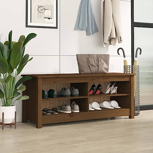 Teenpull Schuhbank aus massivem Kiefernholz, Honigbraun, 110x38x45,5 cm, mit 4 Fächern, Stabiler Sitzfläche und Stauraum für Schuhe im Eingangsbereich Teenpull Schuhbank aus massivem Kiefernholz, Honigbraun, 110x38x45,5 cm, mit 4 Fächern, Stabiler Sitzfläche und Stauraum für Schuhe im Eingangsbereich von Teenpull