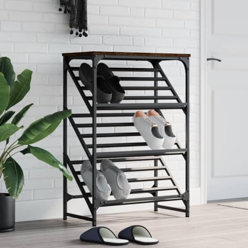 Teenpull Schuhregal Braun Eichen-Optik, 60x30x85 cm, Holzwerkstoff, 3 geneigte Ablagen, stabiles Gestell für Eingangsbereich, Schuhe, Schrank, Organizer Teenpull Schuhregal Braun Eichen-Optik, 60x30x85 cm, Holzwerkstoff, 3 geneigte Ablagen, stabiles Gestell für Eingangsbereich, Schuhe, Schrank, Organizer von Teenpull