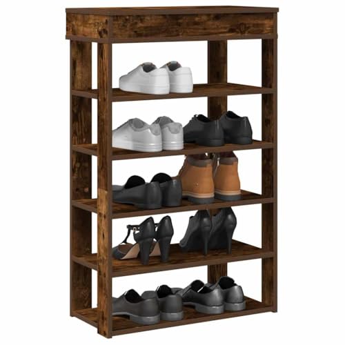 Teenpull Schuhregal Räuchereiche 60x30x98 cm Holzwerkstoff, Möbel für Schuhe im Eingangsbereich, Organizer mit Stauraum von Teenpull