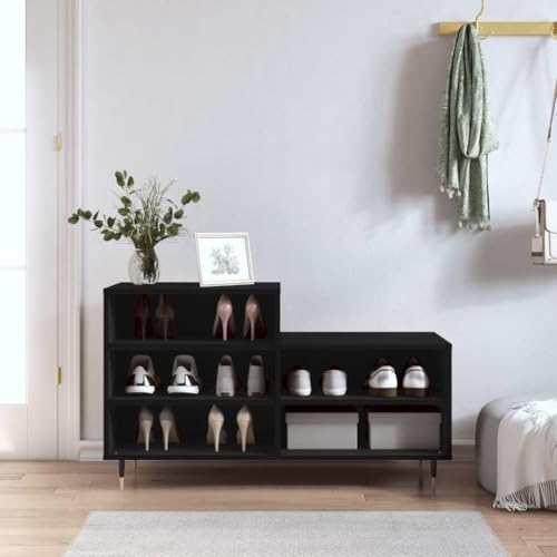 Teenpull Schuhregal Schwarz, 102x36x60 cm, Holzwerkstoff, Mehrzweck-Aufbewahrungsschrank für Flur, Eingangsbereich, Wohnzimmer, Modernes Design von Teenpull