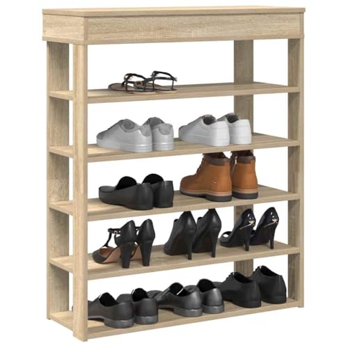 Teenpull Schuhregal Sonoma-Eiche, 80x30x98 cm, aus Holzwerkstoff, schlanker Organizer für den Eingangsbereich, vielseitiges Möbelstück zur Aufbewahrung von Schuhen von Teenpull