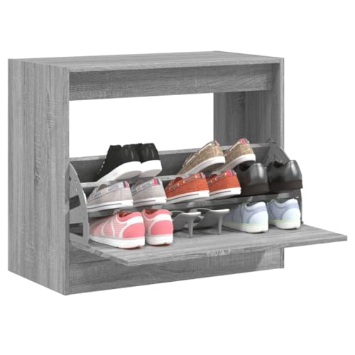 Teenpull Schuhschrank Grau Sonoma, Kompakter Holzwerkstoff Schuhkipper mit 1 Klappe, Stauraum für Schuhe, Ideal für Flur & Eingangsbereich von Teenpull