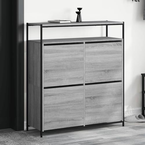 Teenpull Schuhschrank für Flur, Schmaler Schuhkipper mit 4 Klappen, Platzsparender Organizer für Schuhe, Modernes Möbelstück Grau Sonoma Teenpull Schuhschrank für Flur, Schmaler Schuhkipper mit 4 Klappen, Platzsparender Organizer für Schuhe, Modernes Möbelstück Grau Sonoma von Teenpull