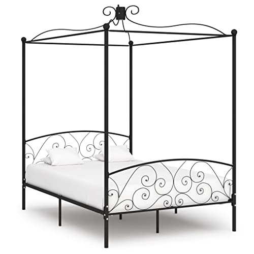 Teenpull Schwarz Metall Himmelbett-Gestell 140x200 cm, Stabiler Bettrahmen für Matratzen, Elegante Schlafzimmer Möbel Plattform Basis mit Lattenrost für Vorhänge Teenpull Schwarz Metall Himmelbett-Gestell 140x200 cm, Stabiler Bettrahmen für Matratzen, Elegante Schlafzimmer Möbel Plattform Basis mit Lattenrost für Vorhänge von Teenpull