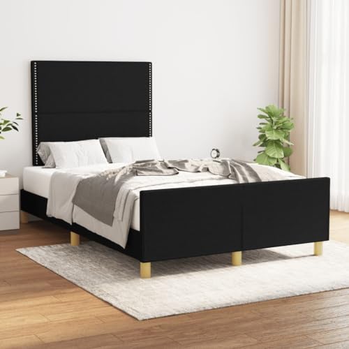 Teenpull Schwarz Stoff Bettgestell 120x190 cm, Gepolstertes Plattform Bett mit Höhenverstellbarem Kopfteil, Robustes Schlafzimmer Möbelstück für erholsamen Schlaf Teenpull Schwarz Stoff Bettgestell 120x190 cm, Gepolstertes Plattform Bett mit Höhenverstellbarem Kopfteil, Robustes Schlafzimmer Möbelstück für erholsamen Schlaf von Teenpull
