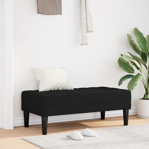 Teenpull Schwarze minimalistische Stauraumbank, 113x57x39 cm, Stoffbezug, Robustes Sperrholz, modernes Design für Wohnzimmer, Schlafzimmer, Flur von Teenpull