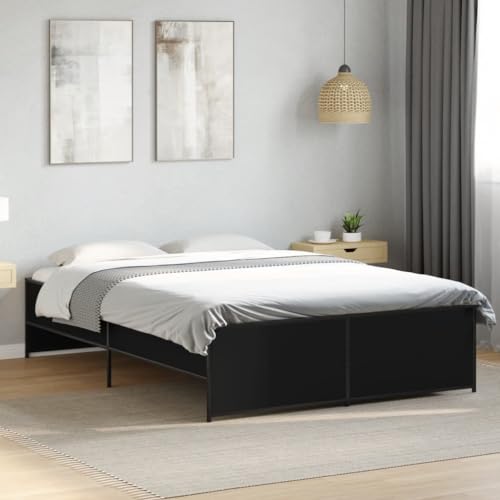 Teenpull Schwarzes Bettgestell 135x190 cm, Robustes Plattform Bettrahmen aus Holzwerkstoff und Metall für Schlafzimmer, Langlebige Matratzen Basis für erholsamen Schlaf Möbel Teenpull Schwarzes Bettgestell 135x190 cm, Robustes Plattform Bettrahmen aus Holzwerkstoff und Metall für Schlafzimmer, Langlebige Matratzen Basis für erholsamen Schlaf Möbel von Teenpull
