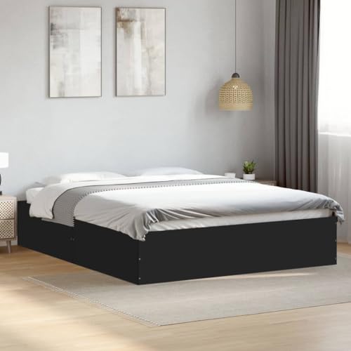 Teenpull Schwarzes Bettgestell 150x200 cm aus Holzwerkstoff mit Lattenrost, Modernes Design für Schlafzimmer, Stabiler Bettrahmen ohne Kopfteil, Robuster Bettkasten für Matratzenunterstützung Teenpull Schwarzes Bettgestell 150x200 cm aus Holzwerkstoff mit Lattenrost, Modernes Design für Schlafzimmer, Stabiler Bettrahmen ohne Kopfteil, Robuster Bettkasten für Matratzenunterstützung von Teenpull
