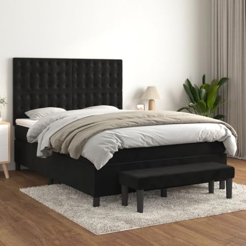 Teenpull Schwarzes Boxspringbett 140x190 cm aus Samt mit Matratze, verstellbarem Kopfteil und Taschenfederkern, modernes Schlafzimmer Möbel-Set Teenpull Schwarzes Boxspringbett 140x190 cm aus Samt mit Matratze, verstellbarem Kopfteil und Taschenfederkern, modernes Schlafzimmer Möbel-Set von Teenpull