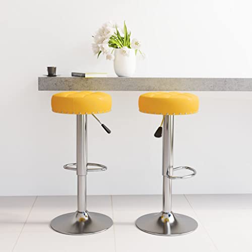 Teenpull Senfgelb Barhocker, 2er Set, Höhenverstellbar, Stoffbezug, Drehbar, Fußstütze, für Küche, Esszimmer von Teenpull