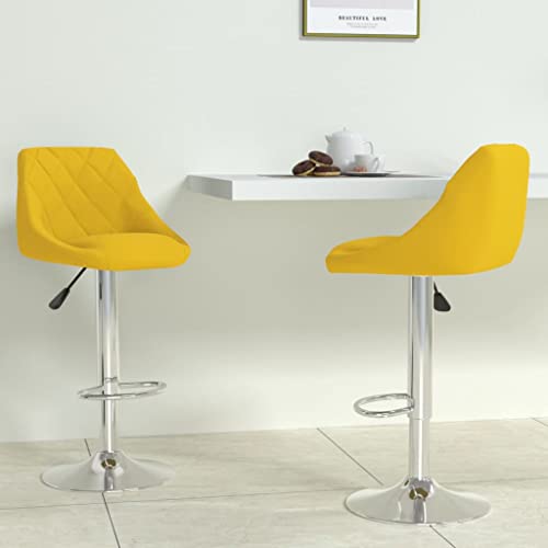 Teenpull Senfgelb Velvet Bar Stools Set of 2, Swivel Adjustable Counter Height Kitchen Chairs with Backs, Modern Dining Room Seating for Home Island von Teenpull