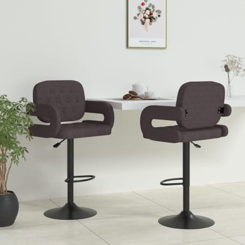 Teenpull Set of 2 Taupe Fabric Bar Stools, Adjustable Swivel Counter Height Chairs for Kitchen Island Dining Room von Teenpull