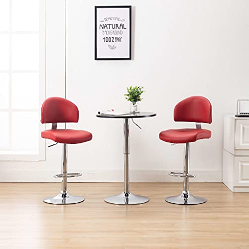 Teenpull Set of 2 Wine Red Faux Leather Bar Stools, Swivel Adjustable Kitchen Counter Chairs with Footrest, Modern Dining Room Seating von Teenpull