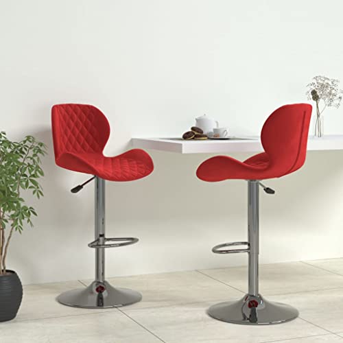 Teenpull Set of 2 Wine Red Velvet Swivel Bar Stools, Adjustable Counter Height Chairs for Kitchen Island Dining Room von Teenpull