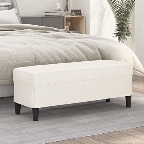 Teenpull Sitzbank Creme 100x35x41 cm, Kunstleder gepolstert für zusätzlichen Sitzkomfort, perfekt als Flurbank, Bettbank, oder Fußhocker im Wohnzimmer von Teenpull