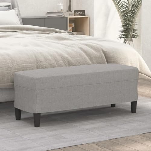 Teenpull Sitzbank Hellgrau, 100x35x41 cm, Stoffbezug, gepolstert, Bequeme Sitzgelegenheit für Wohnzimmer, Flur, Schlafzimmer von Teenpull
