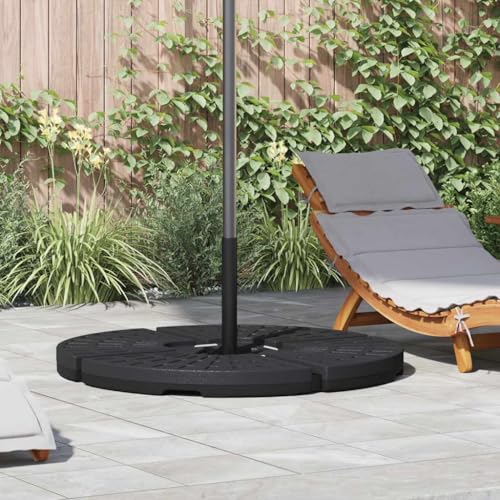 Teenpull Sonnenschirmständer Fächerförmig, 4 Stück, Schwarz, HDPE-Kunststoff, für Ampelschirme, witterungsbeständig, 72 kg Sandbefüllung, Outdoor-Terrasse, Garten von Teenpull