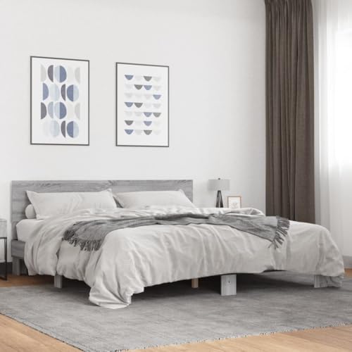 Teenpull Sonoma Grau Bettgestell 180x200 cm, Holzwerkstoff und Metall, modernes Doppelbett mit Kopfteil, stabile Lattenrost-Unterstützung für erholsamen Schlaf Teenpull Sonoma Grau Bettgestell 180x200 cm, Holzwerkstoff und Metall, modernes Doppelbett mit Kopfteil, stabile Lattenrost-Unterstützung für erholsamen Schlaf von Teenpull
