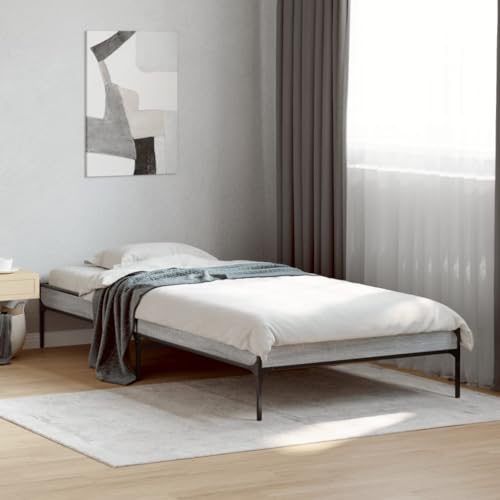 Teenpull Sonoma Grau Bettgestell 75x190 cm, Robustes Holzwerkstoff-Plattform-Bett mit Metallfüßen, modernes Design für erholsamen Schlaf, einfache Montage Teenpull Sonoma Grau Bettgestell 75x190 cm, Robustes Holzwerkstoff-Plattform-Bett mit Metallfüßen, modernes Design für erholsamen Schlaf, einfache Montage von Teenpull