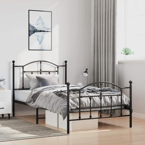 Teenpull Stabiles Bettgestell Schwarz aus Metall 100x200 cm, robuster Bettrahmen mit Kopfteil, Fußteil und Lattenrost Plattform für Matratzen, langlebiges Möbelstück für Schlafzimmer. Teenpull Stabiles Bettgestell Schwarz aus Metall 100x200 cm, robuster Bettrahmen mit Kopfteil, Fußteil und Lattenrost Plattform für Matratzen, langlebiges Möbelstück für Schlafzimmer. von Teenpull