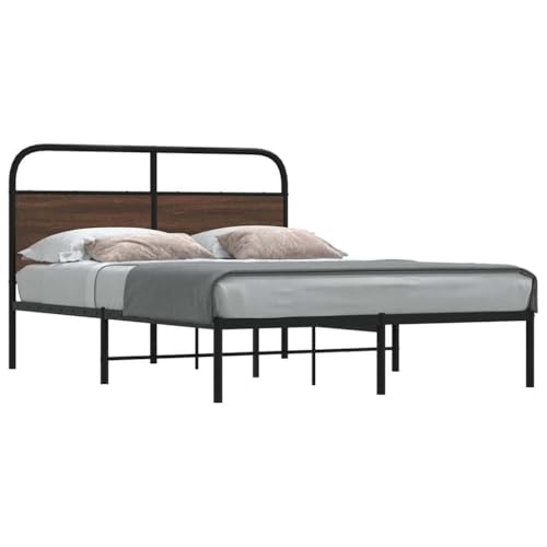 Teenpull Stabiles Plattform Bettgestell mit Kopfteil, 135x190 cm Einzelbett Rahmen in Braun Eichen-Optik für Schlafzimmer, Metall Bettrahmen mit Lattenrost Basis, ohne Matratze Teenpull Stabiles Plattform Bettgestell mit Kopfteil, 135x190 cm Einzelbett Rahmen in Braun Eichen-Optik für Schlafzimmer, Metall Bettrahmen mit Lattenrost Basis, ohne Matratze von Teenpull