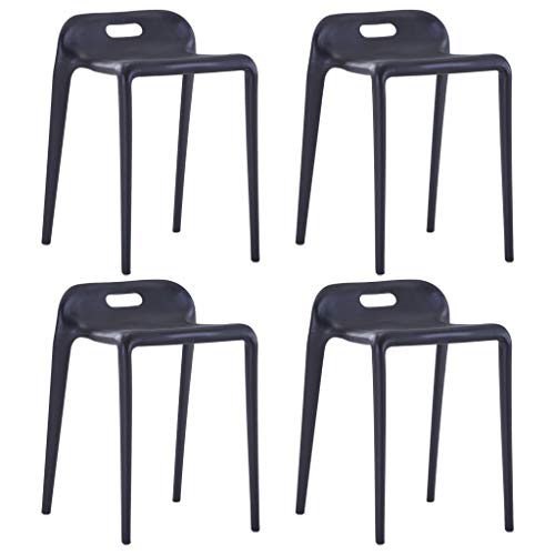 Teenpull Stackable Plastic Stools Set of 4, Black, Lightweight, Space-Saving Seating for Kitchen, Dining, Patio, or Indoor/Outdoor Use von Teenpull