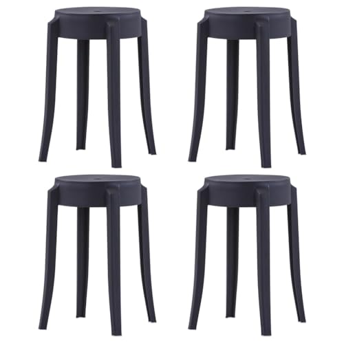 Teenpull Stackable Stools Set of 4, Black Plastic, Lightweight Dining Chairs for Kitchen Counter & Patio Island von Teenpull