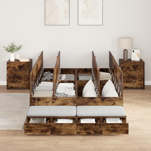 Teenpull Stauraum Bettgestell Geräuchert Eiche, 120x190 cm, Modernes Design, Inklusive Schubladen, Robustes Möbelstück für Schlafzimmer Teenpull Stauraum Bettgestell Geräuchert Eiche, 120x190 cm, Modernes Design, Inklusive Schubladen, Robustes Möbelstück für Schlafzimmer von Teenpull