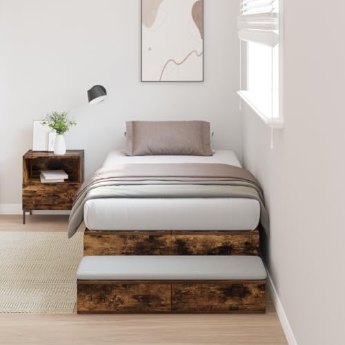 Teenpull Stauraum-Bettgestell Geräucherte Eiche, 75x190 cm, Modernes Bett mit Schubladen für Erwachsene, Robustes Schlafzimmer-Möbelstück Teenpull Stauraum-Bettgestell Geräucherte Eiche, 75x190 cm, Modernes Bett mit Schubladen für Erwachsene, Robustes Schlafzimmer-Möbelstück von Teenpull